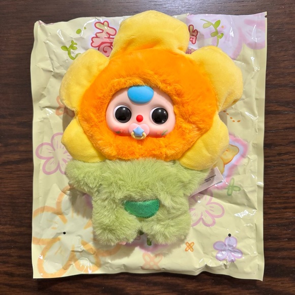 Baby Three Where's Spring Flower Series Plush Confirmed Sunflower w/ Pacifier - Picture 3 of 10
